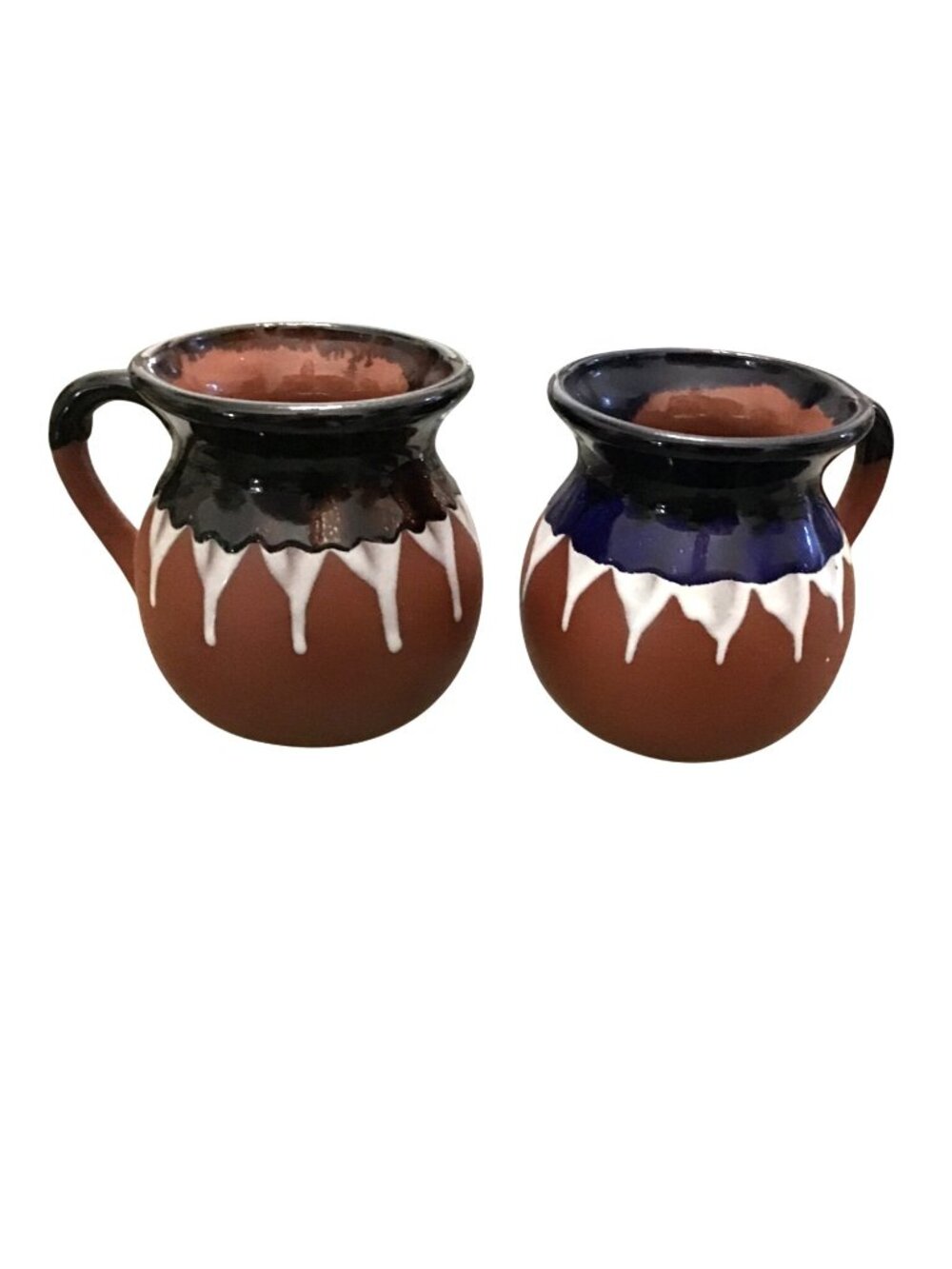 SET OF 2- CERAMIC TERRA COTTA CLAY MEXICAN BARRO COFFEE MUGS